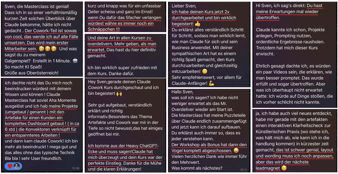 Teilnehmer-Feedback zur Claude Masterclass